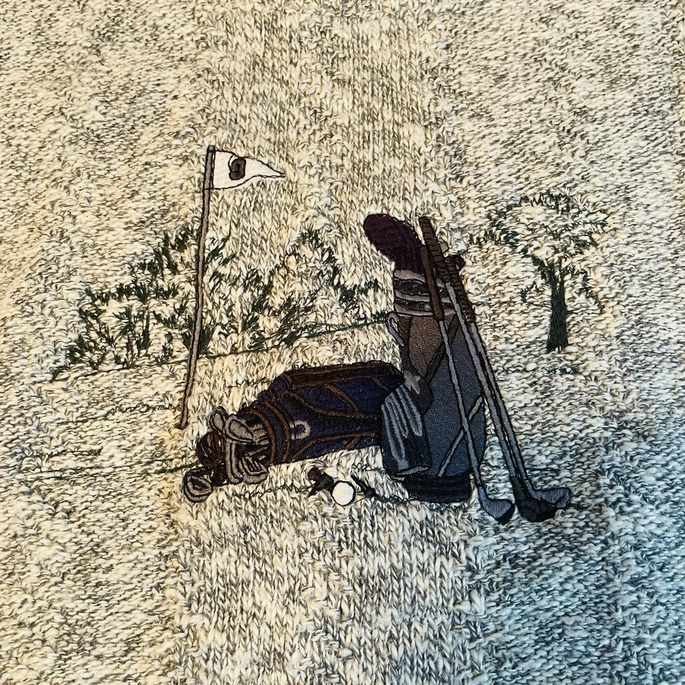 Suéter de Golf Cypress Links Para Hombre L EE. UU. Gris Tejido Pullover Años 90 Bolsa Bordada Foto 3 de 4