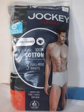 Jockey 3 Full Rise Briefs Classics 100 cotton sz 32 style 9950 Y front Fly