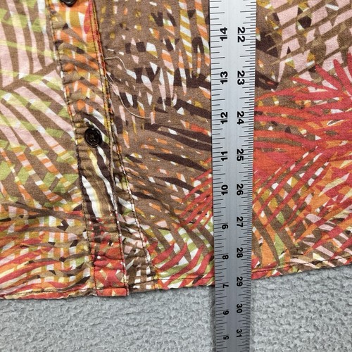 Liz Claiborne Top Damen Plus 3X braun orange Blätter tropische Leinenmischung Küste - Bild 6 von 12