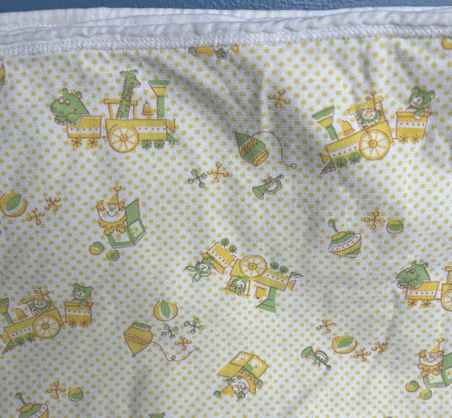 Vintage Carters Coperta Bambino Giallo Bianco Verde Clown Treno Jacks 36x36" - Foto 5 di 5