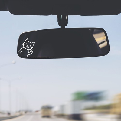 #ad 2 Waving Cats Kittens Vinyl Decal Sticker Rearview Mirror Car Truck Water Bottle $3.29
