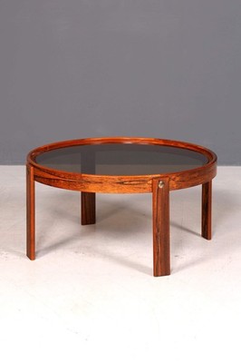 Schlichter Mid Century Tisch Retro Palisander Glastisch Danish Design Couchtisch