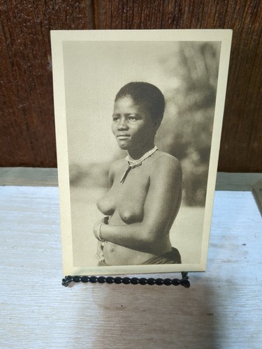 Real Photo Postcard Zulu Beauty Topless Short Hair Challenor Unused Divided - Picture 1 of 4