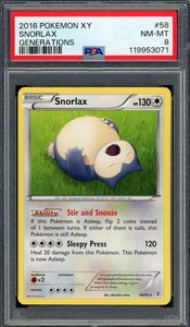 PSA 8 Snorlax XY Generations 58/83 Pokemon Card B4