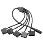 5.5x2.1mm Female 1 To 5 4Pin PWM Fan Power Supply Connector Cable Adapter