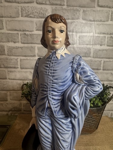Antigua estatua escultura de niño holandés azul victoriano 1965 firmada - Imagen 2 de 16