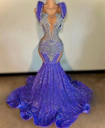 Sparkely Sequins Mermaid Evening Prom Dresses Crystals Celebrity Party Gown 2026 - Picture 6 of 7