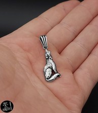 Sterlingsilber Massiv Anhänger heulender Wolf Silber 925 Halskette NEU