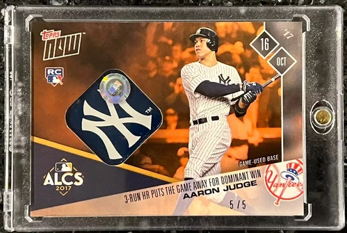 2017 Topps Now Aaron Judge RC 5/5 Relic Card #770E ALCS Game Used Base Yankees
