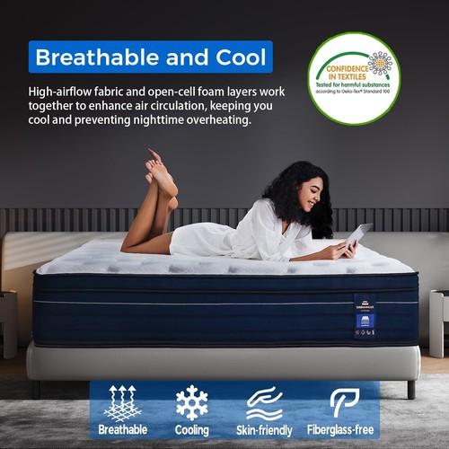 Queen Size Mattress,14 Inch Hybrid Mattress in a Box with Gel Memory Foam or ... - Picture 5 of 7