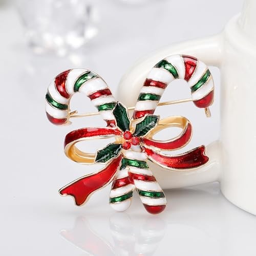 Weihnachtsanstecknadeln, Weihnachtsbroschen für Damen, Strass Kristall Zuckerstange - Bild 4 von 8