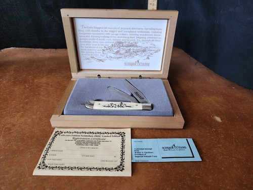 Schrade USA 296Y Scrimshaw Trapper 2 Blade Folding Pocket Knife Limited Edition