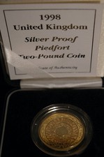 1998 Two Pounds £2 PIEDFORT Case and COA .925 Silver