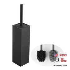 Toilet Brush and Holder Set Black Freestanding for Bathroom Matte Black