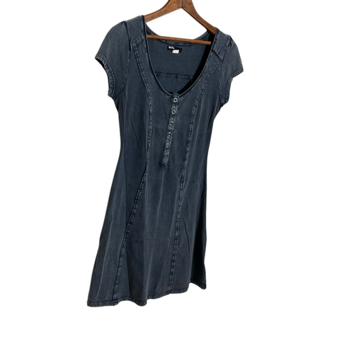 Vestido Henley BDG Urban Outfitters Lavado Ácido Manga Corta A Presión Azul Talla Pequeña - Imagen 2 de 7