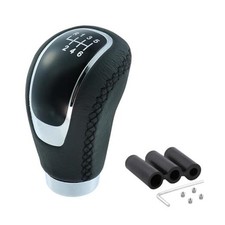 6 Speed Shift Knob Manual Shifter Knobs Handle Leather Gear Black Black Line