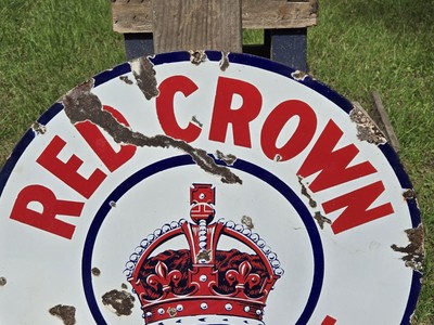 Red Crown Gasoline 30 Inch Double Sided Porcelain Sign | eBay