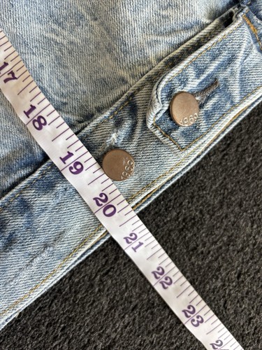 Giacca denim Gap donna taglia small blu sbiadito senza colletto orlo grezzo invecchiato boxy - Foto 10 di 11