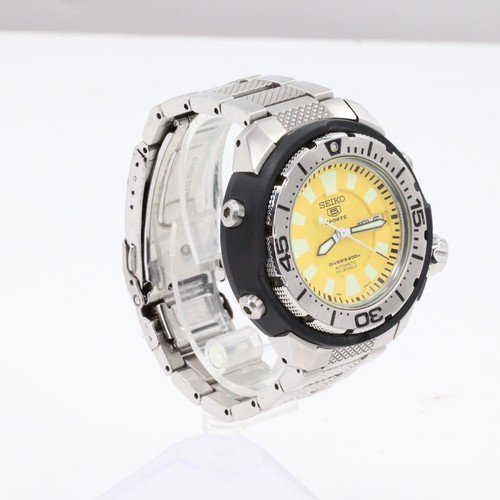 SEIKO 5 Frankemonster 7S36-02S0 Rare Yellow Dail Dail Watch (PZ1004408) - Picture 6 of 6