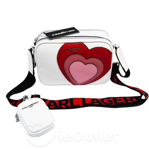 Borsa Karl Lagerfeld Paris in pelle premium Simone cuore rosso tracolla fotocamera - Foto 7 di 7