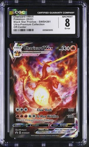2022 Pokemon Charizard VMAX Black Star Promos SWSH261 CGC 8 Error Off Center