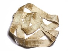 Collier Ruban Soie sauvage Bourrette 85 x 2cm Beige doré SOIE186 - 8741140003385