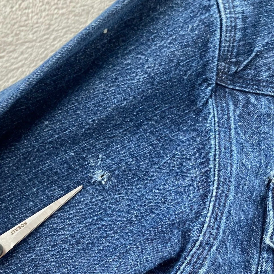 Camisa jeans masculina vintage Carhartt pequena pressão azul pérola manga longa faroeste - Imagem 4 de 4