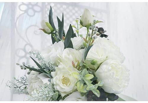 Wedding Bouquets for Bride Artificial Flowers White Roses Bridal Bridesmaid - Picture 5 of 8