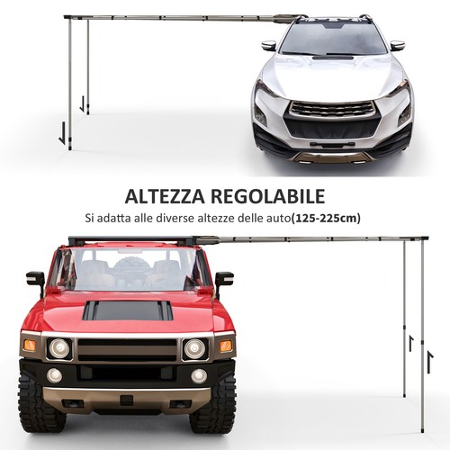 Outsunny Tendalino Tetto Auto Impermeabile con Altezza Regolabile 2.5x1.6m Cachi - Foto 6 di 10