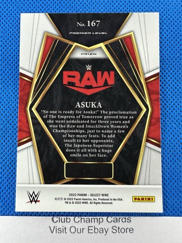 2022 #167 Asuka Panini Select WWE RAW Premier Level Orange Flash Prizm - Imagen 2 de 2
