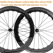 700C Road Bike Gravel Carbon Wheels 25/28mm Width Glossy Clincher Wheelset 