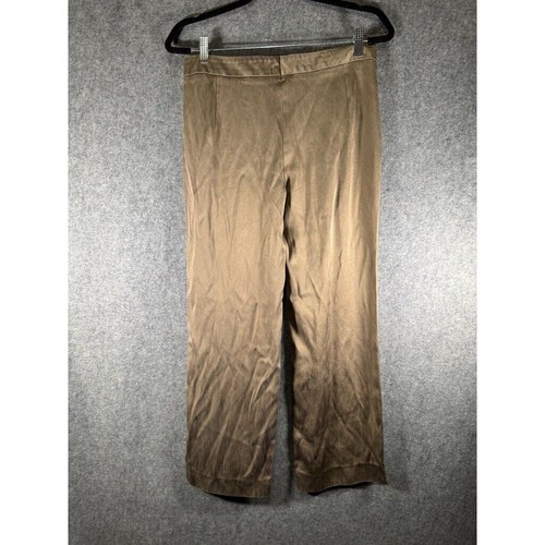 Escada Pants Women 36 Small Gold Pull ON Wide Leg Silk Career Mature Quiet Lux - Picture 5 of 7