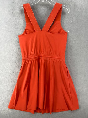 Vestido Athleta Talla M Alto Correa Sabana Mini Atlético Corbata Cintura Naranja Sin Mangas - Imagen 12 de 14