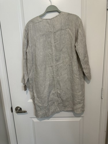 Eileen Fisher Organic Linen Slub Stripe Button Front Jacket Tunic Size Small - Picture 3 of 4