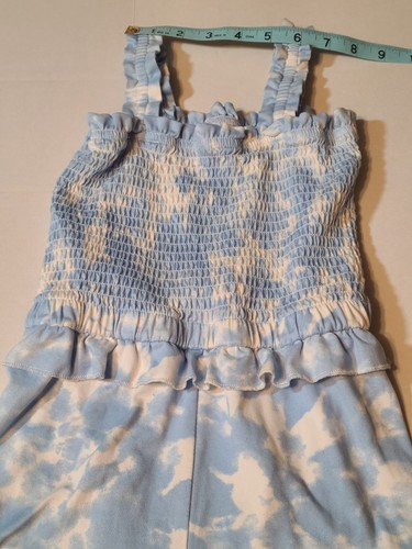 BCBG Girls Blue Tie-Dye Kids Romper Size 7/8 EUC Elastic Waist Stretch Straps - Picture 4 of 10