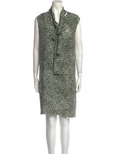 Stella McCartney  Green polka dot silk Bow tie  dress  ( 42 )