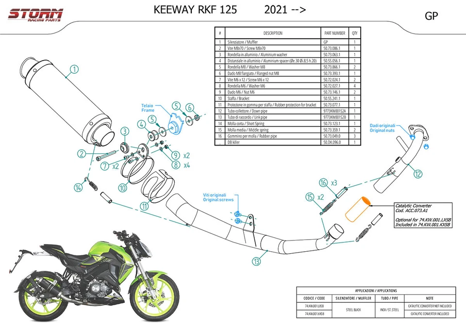 Scarico Completo Storm by Mivv Gp Nero inox per Keeway RKF 125 2021 > 2022 - Immagine 3 di 3