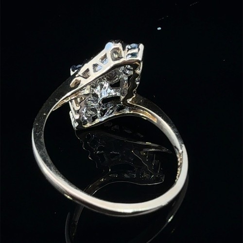 14K Gelbgold Saphir & Diamant Cocktail Cluster Ring Größe 6 (WCP031912) - Bild 4 von 5