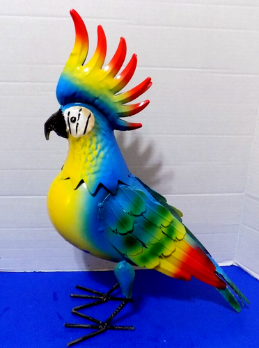 NEW Metal Parrots Sculpture Statue Figurine Tropical Home Decor Birds Macaw - Picture 5 of 7
