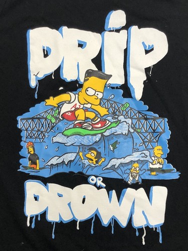 Bart Simpson Size Large Muscle Shirt Black Drip Or Drown HTF Rare - Picture 4 of 11