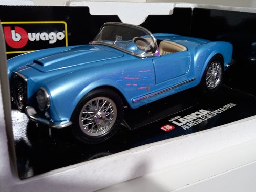 Rare Bburago 3010 1/18 Scale Lancia Aurelia Spider 1955 Light Blue Diecast Model - Picture 5 of 15
