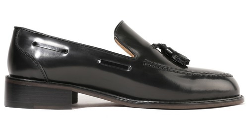 Mocasines sin cordones Firenze Atelier para hombre de cuero negro con delantal punta borla - Imagen 6 de 13