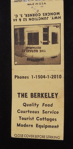 The Berkeley Restaurant Tourist Cottages Junction 52 & 64 Moncks Corner SC de 1940 - Imagen 1 de 2