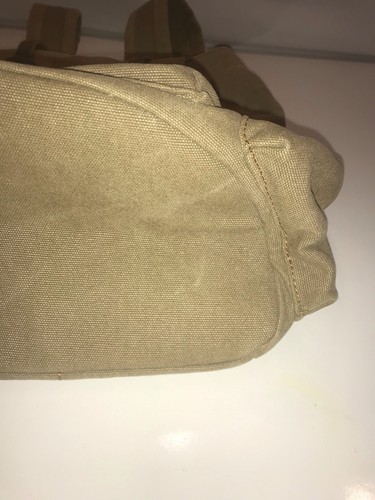 AUKMONT Canvas Lederbesatz Rucksack Khaki Baumwolle Rucksack Handgepäck - Bild 7 von 14