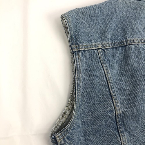 Vintage Lee Denim Biker Vest Women's Size Large Made In USA - Picture 5 of 8