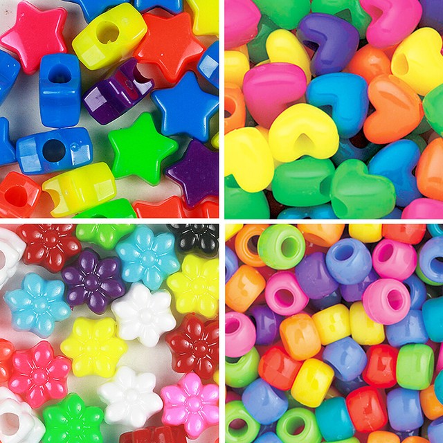 50 Pony Beads Different Colours Shapes 9x6mm Barrel Star Heart Flower Shape 50 Pony Beads Different Colours Shapes 9x6mm Barrel Star Heart Flower Shape