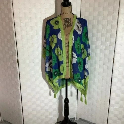Steve Madden kimono floreale blu verde primavera estate taglia unica - Foto 2 di 6