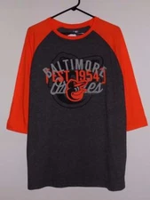Baltimore Orioles t shirt three quarter sleeve raglan charcoal heather NWT