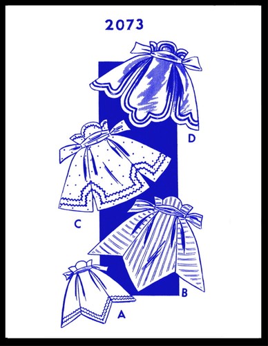 Mail Order # 2073 Waist APRON 3 Style Fabric sewing pattern Vintage 1940's COPY - Picture 1 of 4