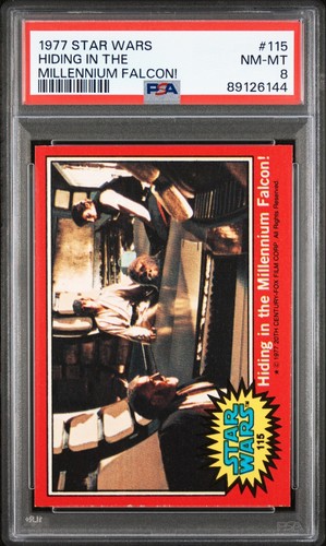 1977 TOPPS STAR WARS # 115 Hiding in the Millennium Falcon PSA 8 NM-MT